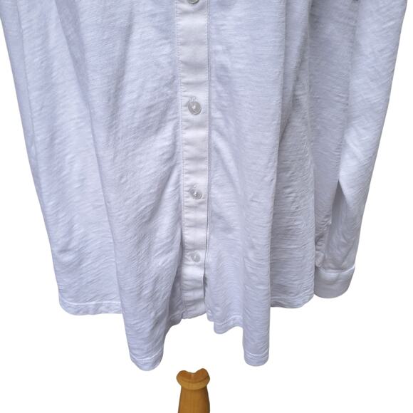 Soft Surroundings White Cotton Slub Button Down Long Sleeve Top Blouse 1X Plus - Picture 5 of 16